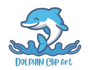 Paquete de imágenes prediseñadas de delfines: 10 PNG Ocean Friends - Kawaii Sea Animals Clip Art Set para uso comercial