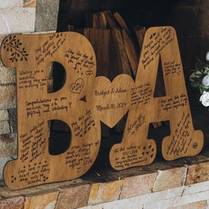 Alternativa al libro degli ospiti personalizzato per matrimonio, decorazione da parete in legno di ultima forma, decorazione e regalo per anniversario di matrimonio boho e rustico