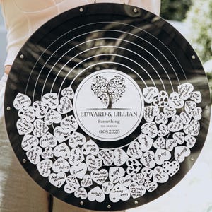 Disco 70s Wedding Vinyl Record Plate Guest Book Alternative Drop Box Sign, Music-Themed Welcome Wedding Sign, Decor for Retro Style Wedding