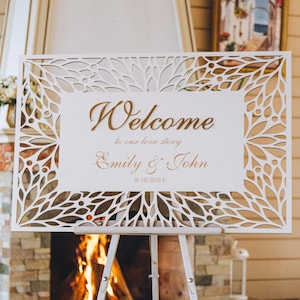 Cartello di benvenuto in legno per matrimonio, cartello di benvenuto personalizzato per matrimonio con cavalletto, cartello personalizzato per festa di fidanzamento, cerimonia di matrimonio rustica