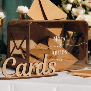 Hochzeitskartenbox, personalisierte rustikale Holzdekoration, Acryl-Geschenkumschlagbox, Urne Marrige, Jubiläumsrezeptkartenbox, Hochzeit im Herbst