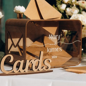Boîte pour carte de mariage, Décoration en bois rustique personnalisée, Boîte enveloppe cadeau en acrylique, Urne Marrige, Boîte pour carte de recette d'anniversaire, Mariage d'automne
