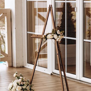 Cavalletto per fiori per addio al nubilato, espositore in legno per cartello di benvenuto rustico per matrimonio, treppiede in legno, staffelei Wei