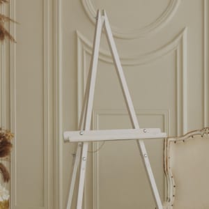 Cavalletto portatile da pavimento per decorazioni rustiche per matrimoni boho di WeddingByEli, espositore per cartello di benvenuto, naturale, tela, grande cavalletto per foto in legno