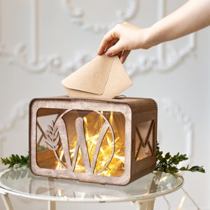 Caja rústica grande para recuerdos de boda, con sobre y caja de recuerdos, decoración bohemia para recepción, caja de madera y cartón acrílico, regalo de inauguración de la casa.