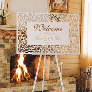 Cartello di benvenuto rustico in legno, cartello di benvenuto personalizzato per matrimonio con cavalletto, cartello per festa di fidanzamento, striscione per cerimonia nuziale
