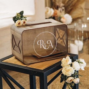 Urne Marrige unica, scatola per biglietti di nozze, decorazione rustica in legno personalizzata, scatola regalo in acrilico, scatola per ricette di anniversario