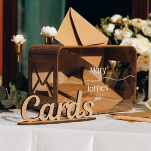 Décoration de chambre d'anniversaire, Cadeau de mariage, Boîte pour cartes rustique personnalisée avec fente, Décoration bohème en bois, Boîte enveloppe cadeau en acrylique, Urne Marrige