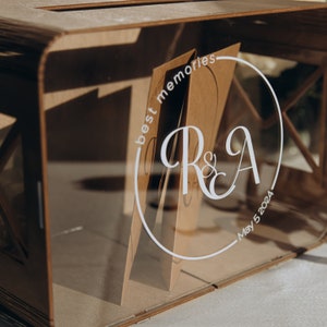 Personalisierte Hochzeit Geschenkkartenbox aus Holz mit Schlitz, Boho Rustikales Dekor, minimalistische Acryl Umschlagbox, Urne Marrige, Rezeptbox