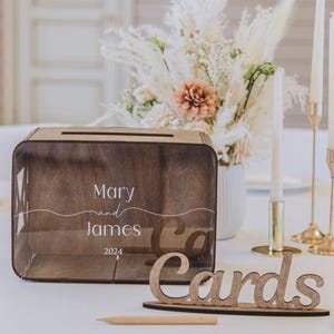 Benutzerdefinierte Hochzeit Kartenbox, rustikale Holzdekor, Acryl Geschenk Umschlag Box, Hochzeit Urne Marrige