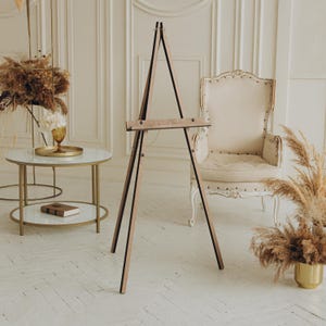 Decorazione personalizzata: cavalletto per cartello di benvenuto rustico per matrimonio, treppiede in legno, per cartello per addio al nubilato, per esposizione di fidanzamento per foto