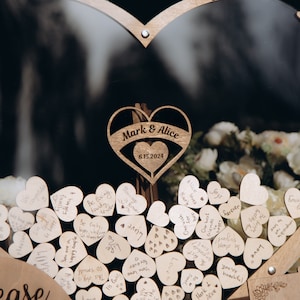 Heart Wedding Guest Book Alternative, Wood Personalized Wedding Gift, Wooden Drop Box  Boho Rustic Decor, WeddingWoodenDecor