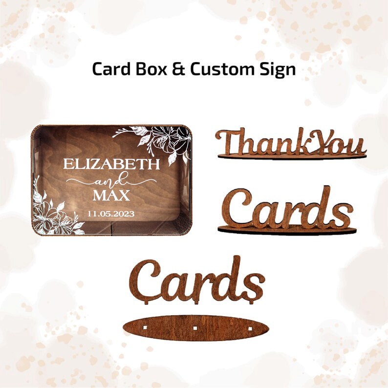 Personalized Floral Wedding Card Box With Wooden Card Sign for Rustic ...