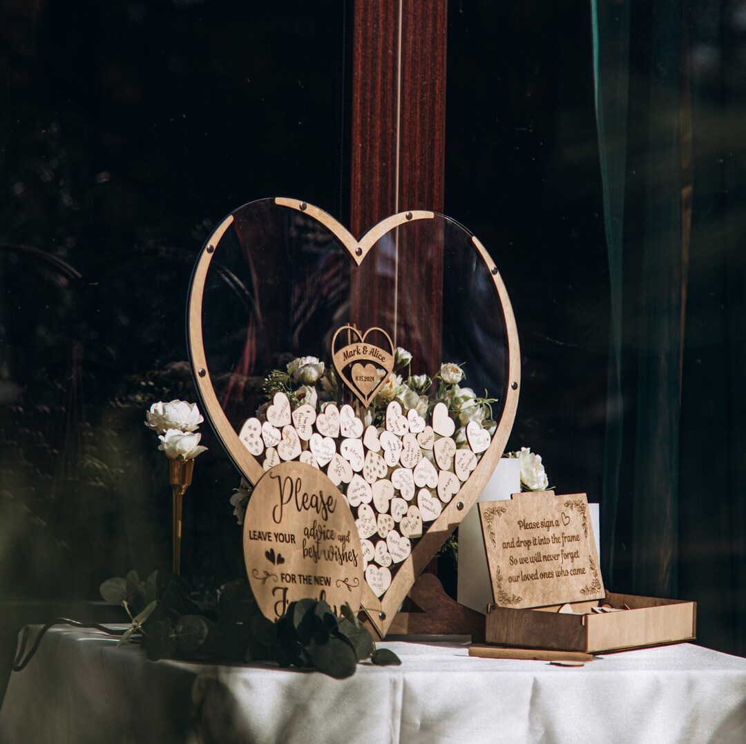 Drop Box Frame With Hearts, Christmas Guest Book Alternative, Wedding ...