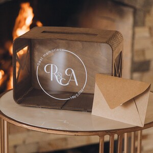Rustikale Hochzeitskartenbox, personalisiertes Empfangsdekor, Acryl-Geschenkumschlagbox, Urne Marrige, Jubiläumsrezeptkartenbox