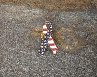 American Flag Patriotic Ribbon Lapel Hat Pin
