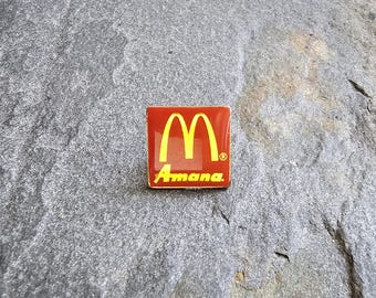Vintage McDonald's Amana Red and Gold Tone Lapel Hat Pin