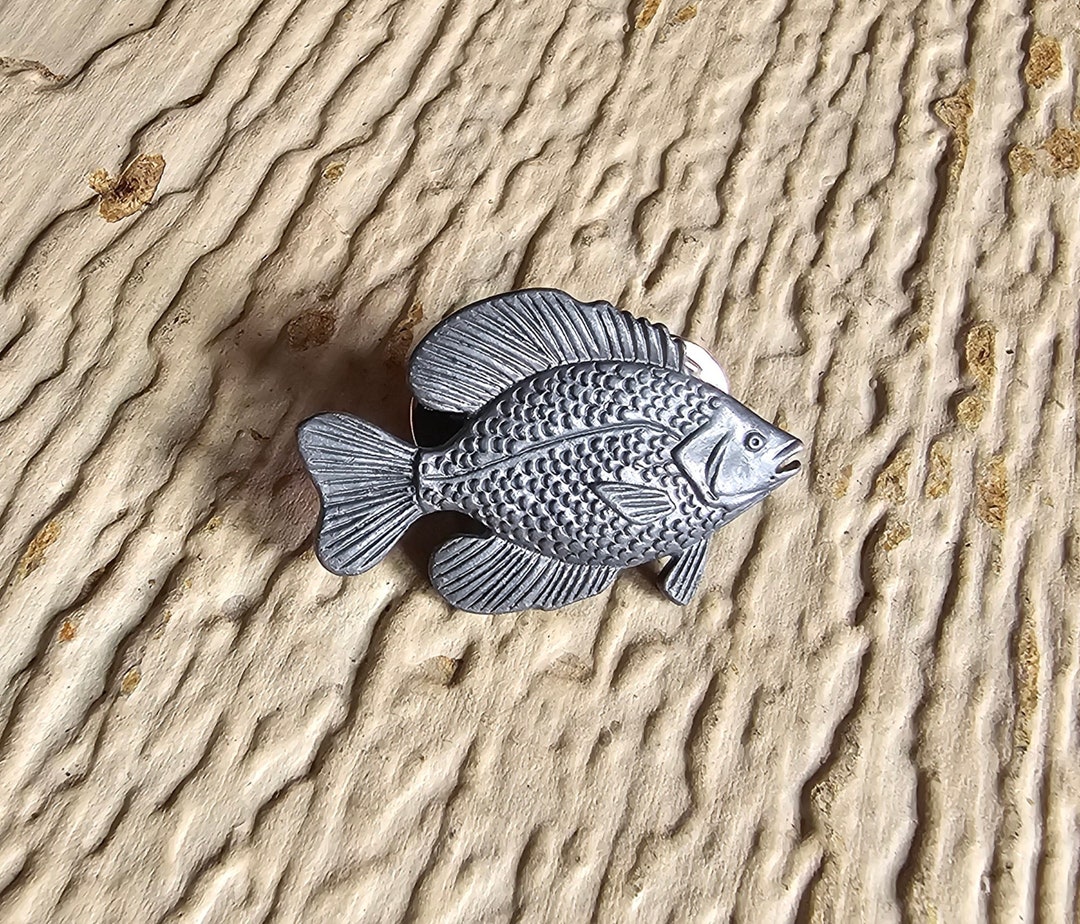 Silver Tone Pewter Metal Fish Badge Brooch Lapel Pin - Etsy
