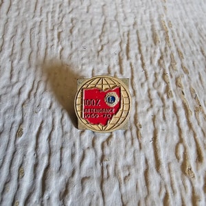 Vintage Lions Club 100% Attendance Years 1969-1970 Pin