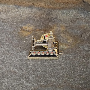 Vintage Clotilde Globe Antique 1864 Sewing Machine #9 Lapel Hat Tie Pin