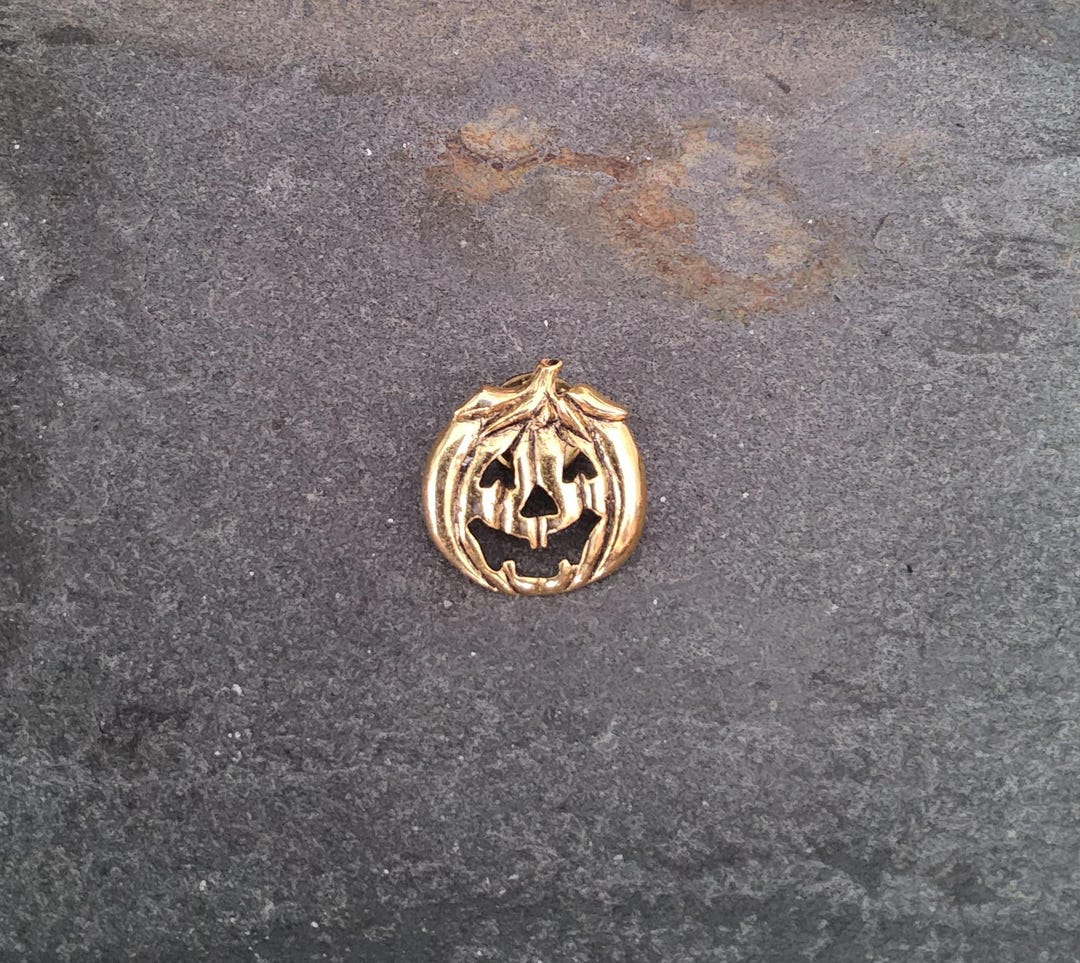 Vintage Halloween Pin Jack O Lantern Brooch Pumpkin CAMCO Gold Tone ...