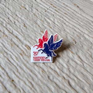 1987 Pegasus Pin - Double Pegasus/Red/Blue on White Plastic
