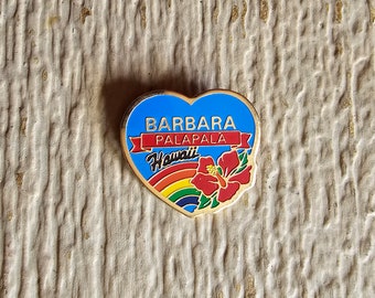 Vintage Rainbow Heart Personalized Pin BARBARA Palapala Hawaii Souvenir