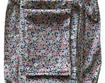 SAMPLE Single duvet cover and pillowcase set made in Liberty Tana lawn "Primrose Path" pink/blue - handmade in the UK