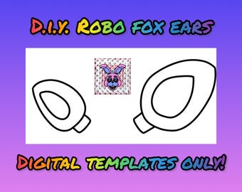 Orelhas de Robo Fox DIY (APENAS MODELO DIGITAL!) Faz orelhas de 6 polegadas com tutorial gratuito do YouTube, cosplay, coelho, robô, animatrônico, Halloween