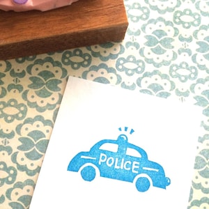 Stempel politieauto//Stempel patrouillewagen//Verjaardagsfeestje politiemanthema//Politieagent//handgesneden stempel van Happie stamps