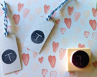 Custom Monogram rubber stamp//Custom initial rubber stamp//Circle initial stamp//custom gift idea//Alphabet stamp//Hand carved rubber stamp