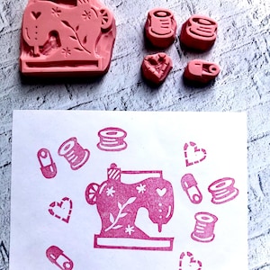 Sello de goma para máquina de coser. Tallado a mano//Cosido a mano por//Bordado a mano por//Hecho a mano con amor/Cosido a mano/Sello de costura/Acolchado por