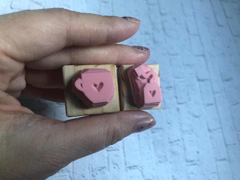 Tea party rubber stamps/Tea party themed birthday /tea cup and herbal tea bag// Hand carved and Hand crafted image 4