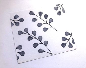 Foliage rubber stamp set// Leaf stamp/ Herb stamp/ flower petal stamp//Grass//Plant//Garden// hand carved rubber stamp by Happie stamps