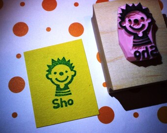 Custom name rubber stamp for boy // Custom birthday gift for boy// Custom baby shower gift // hand carved rubber stamp by Happie Stamos