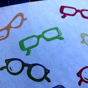 Juego de sellos de goma para gafas // Juego de sellos de goma para gafas de sol // Lupa // Lupa // Sello tallado y elaborado a mano por HS