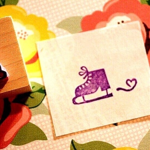 Ice skates rubber stamp//Winter party idea//Speed skating//Figure skate//Christmas stamp//Ice hockey stamp// hand carved rubber stamp by HS