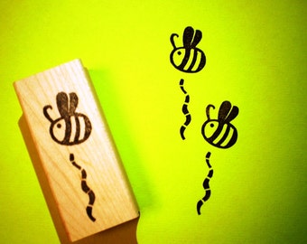 Bee hand carved rubber stamp set/Honeybee themed baby shower//Bug themed birthday gift for boys