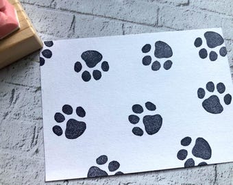 Sello de goma tallado a mano con forma de huella de pata // Regalo para dueños de cachorros y gatitos // Huella de animal