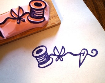 Sewing rubber stamp// hand carved rubber stamp