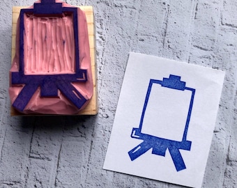 Easel rubber stamp as a Gift for Art teacher and pen pal// Mail exchange idea for letters Postcards
