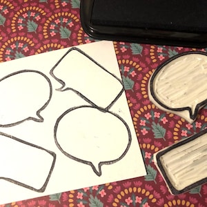 Speech bubble rubber stamp set // Conversation bubble rubber stamp set // hand craved rubber stamp set by Happie Stamps
