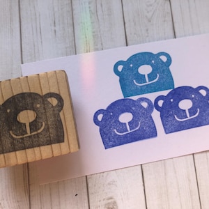 Bear cub rubber stamp // animal stamp// Polar bear stamp // hand carved rubber stamp