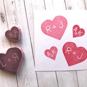 Custom Heart Rubber Stamp - Personalized Initials Stamp for Wedding Favors, Save the Dates