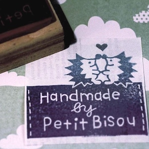 Handmade by rubber stamp // Personalized business stamp// Business logo stamp// custom address rubber stamp - hand carved by Happie Stamps