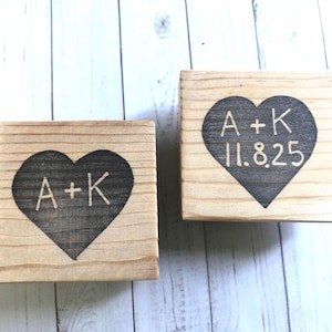 Custom initial wedding rubber stamp set/Personalized bridal engagement gift with monogram for newly weds/heart gift from bridesmaid