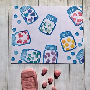 Sweets Candy Jar rubber stamp set//Mason jars//Canning jar//Food containers//Fairy stamps//Food//Dessert//hand carved and hand crafted by HS