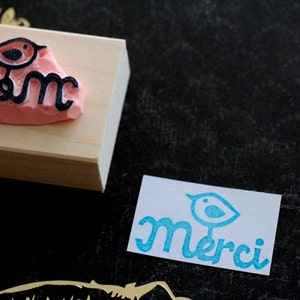 Timbro in gomma Merci // Timbro in gomma Grazie // Biglietto di ringraziamento // Timbro in gomma intagliato a mano da Happie Stamps