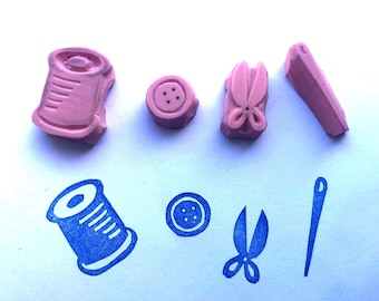 Hand sewn by rubber stamp set for sewing mom and hand sewn items