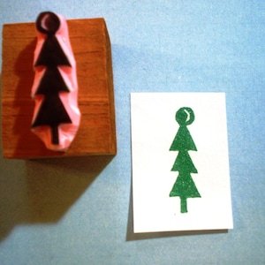 Mini Christmas Tree rubber stamp// Mini Holiday stamp // Winter//Christmas mail/Card/ Envelope/hand carved rubber stamp by Happie stamps